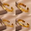 Stainless Steel Zircon Wide Bangles for Women Fashion Hollow Out Geometric Bracelets Wedding Party Aesthetic Jewelry Accessories