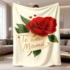2026 Latest Flannel Blanket 1pc Mother's Day Themed Flannel Blanket with Red Rose Design - Tea Amo Mama Print, Ultra-Soft & Warm, Machine Washable, Al