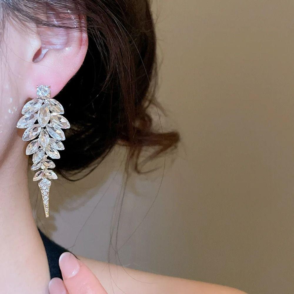 Silver Needle Tassel Earrings Full Drill Dangle Earrings Fashion Zircon Earrings Elegant Occasions