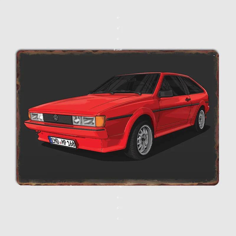 VW GT2 53B MK1 BBS MK3 Трабант 601 Классический автомобиль Настенный арт Постер Металл В помещении Домашний декор С жестью Декор Украшение комнаты
