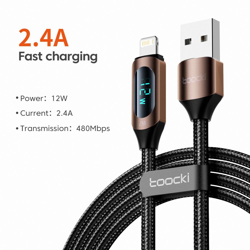 Кабель USB-iP для iPhone 14 13 Pro Max со светодиодным цифровым дисплеем 2,4 А, кабель для быстрой зарядки Apple для iPad Air Data Cord