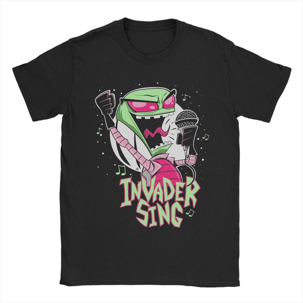 Invader Zim День святого Валентина Я люблю Гир Мужская футболка Юмористическая футболка Короткий рукав Круглый вырез Футболка из чистого хлопка