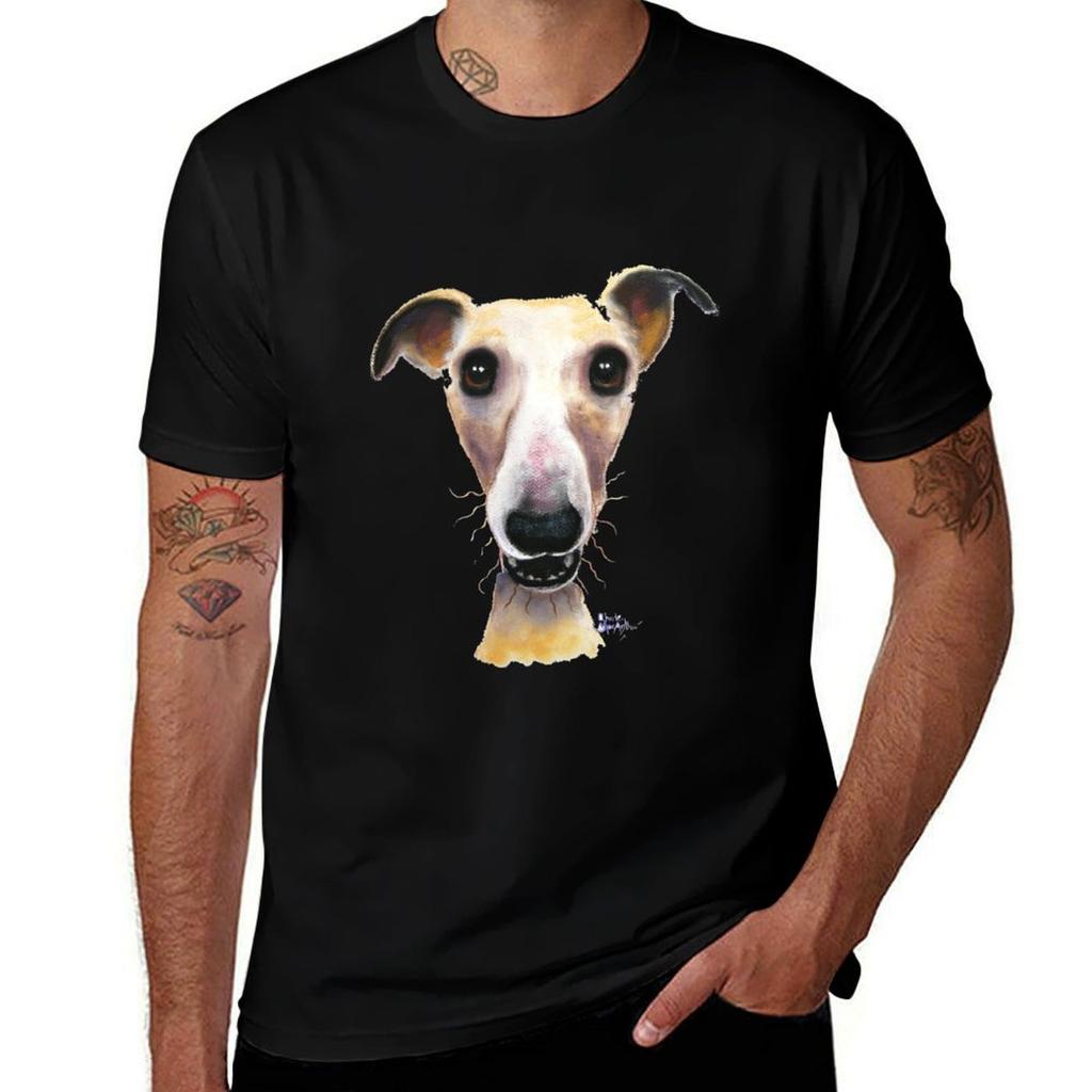 WHiPPeT GReYHouND DOG PRiNT HOLLYWOLLY ОТ SHIRLEY MACARTHUR Футболка Мягкая Повседневная С Коротким Рукавом Хлопковая