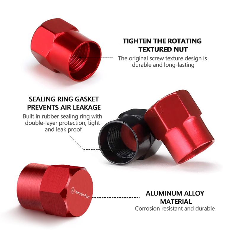 AABII1 For Benz 4Pcs Car Styling Alloy Wheel Tire Valve Cap Stem Cover Protect Accessories Exclusive AMG SPRINTER V CLASS VIANO W124