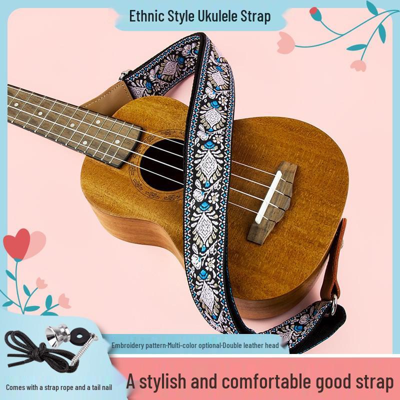 Bonmusica Genuine Leather Crossbody Ukulele Strap for Children and Small Guitars
