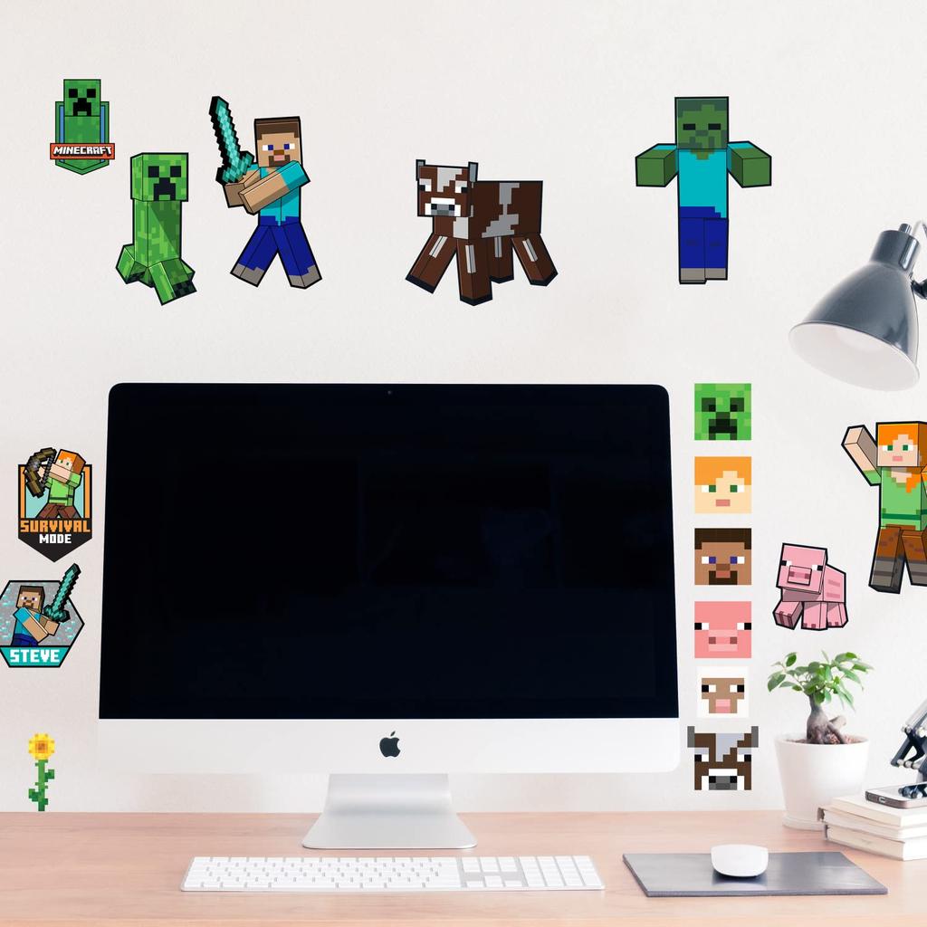 RoomMates RMK5366SCS Наклейки на стены с персонажами Minecraft, самоклеящиеся, многоцветные