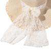 French Style Bow Ribbon Straw Hat Big Brim Women's Sun Hat Elegant Lace Pearls Straw Hat  Travel