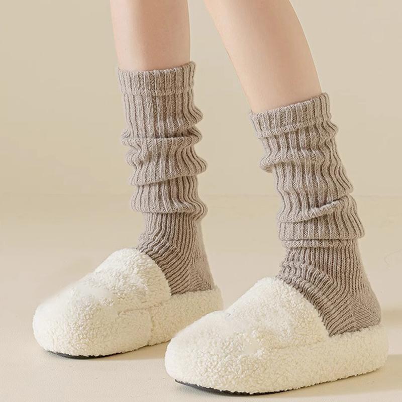 Женские милые японские теплые вязаные гетры в стиле Лолиты, однотонные вязаные носки для ног