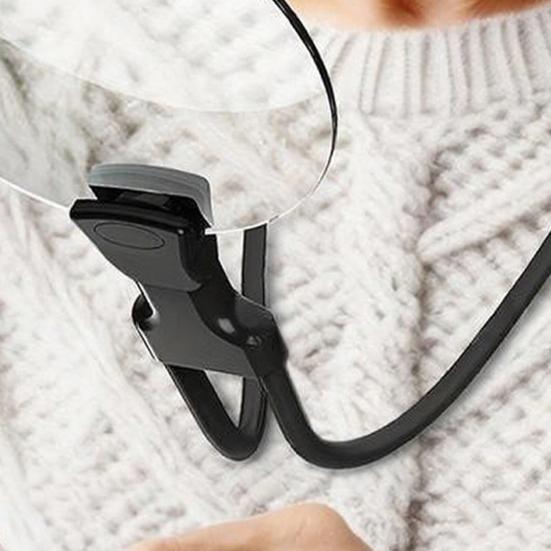 Увеличительное стекло Hands Free 5X для чтения, носимое на шее, с гибкой "гусиной шеей" и съемной линзой