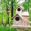 Creative Villa-Style Birdhouse Weatherproof Bird's Small Hot Nest Wooden Bird House  Roof