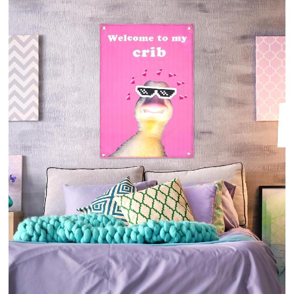 ValueBargain Welcome to My Crib Duck Flag, 2x3 Feet Funny Welcome to My Crib Duck Flag for Bedroom Room Wall Art for Family Dormitory & Living Room,