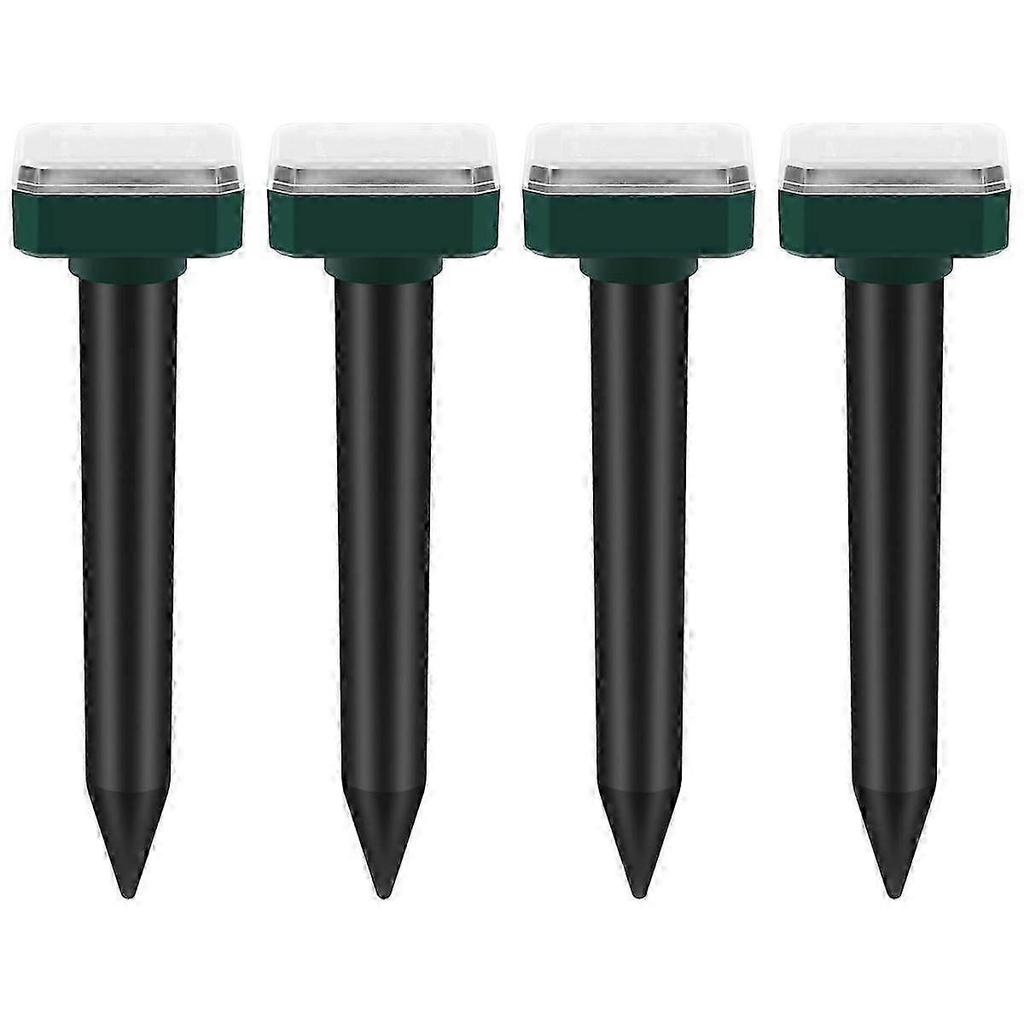Mole Repellent, 4 Pack Ultrasonic Animal Repellent Solar Powered and Vole Chaser Humane Rodent Repellent less