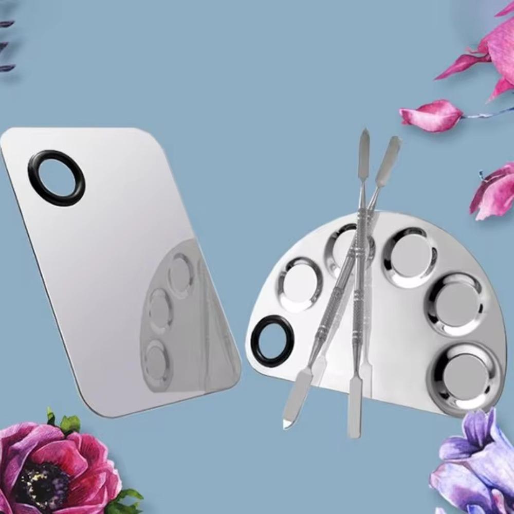 Portable Makeup Color Palette Stainless Steel Foundation Eyeshadow Mixer Palette