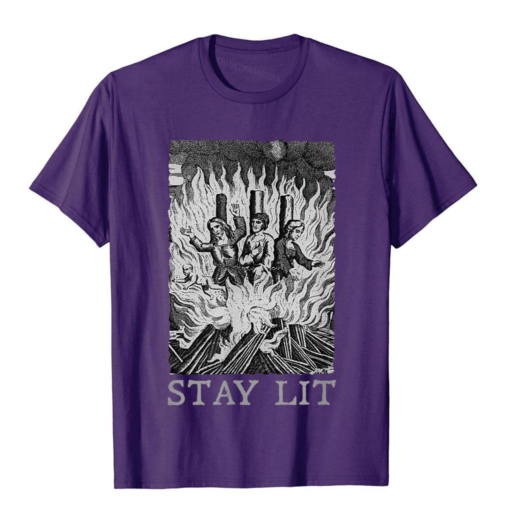 Футболка Stay Lit Witches Funny Pagan Occult, милые топы на день рождения, футболки с хлопковым верхом, футболки для мужчин, удобная рождественская одежда