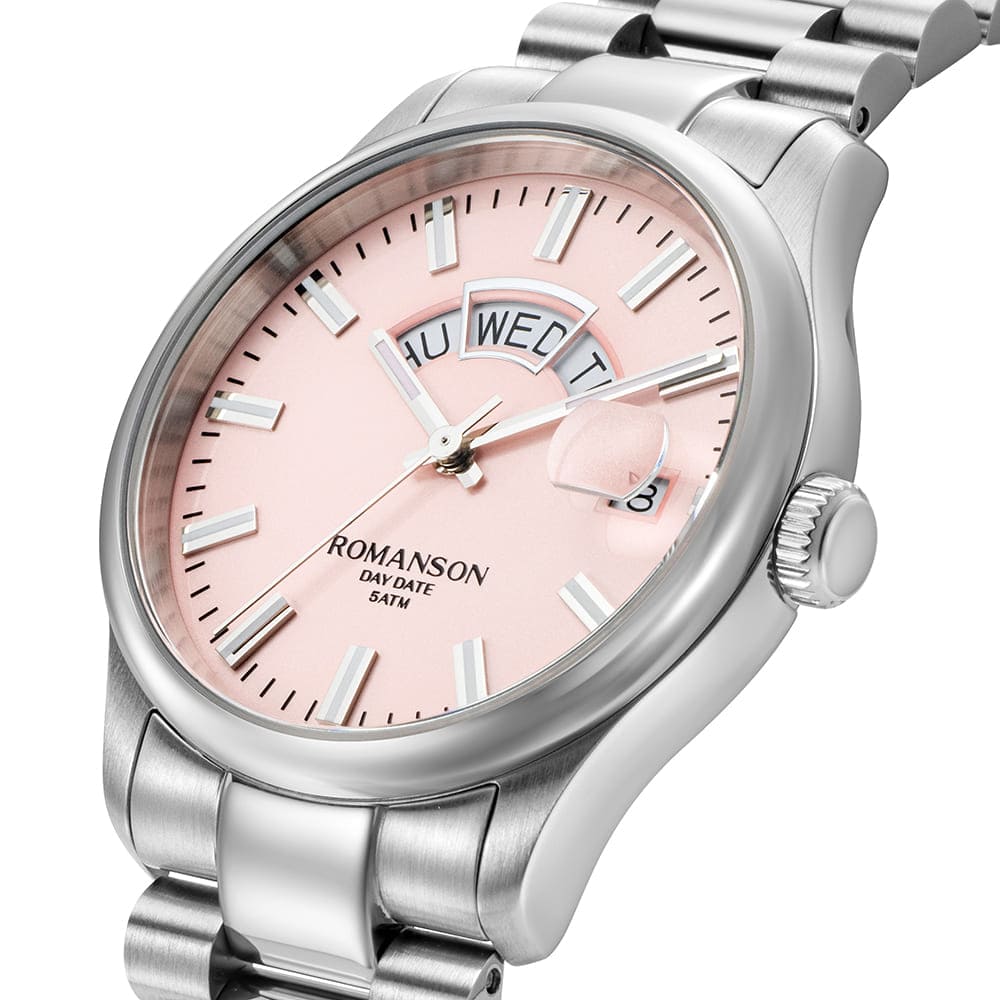 Lomanson Actius Day-Date Seoul Pink Dial Silver Metal Watch Rwtmfm3Bs007Whpk0