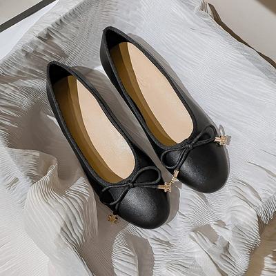 Женские балетки на плоской подошве, классические лоферы из натуральной кожи, модный дизайн, офисная женская повседневная обувь с бантом для девочек