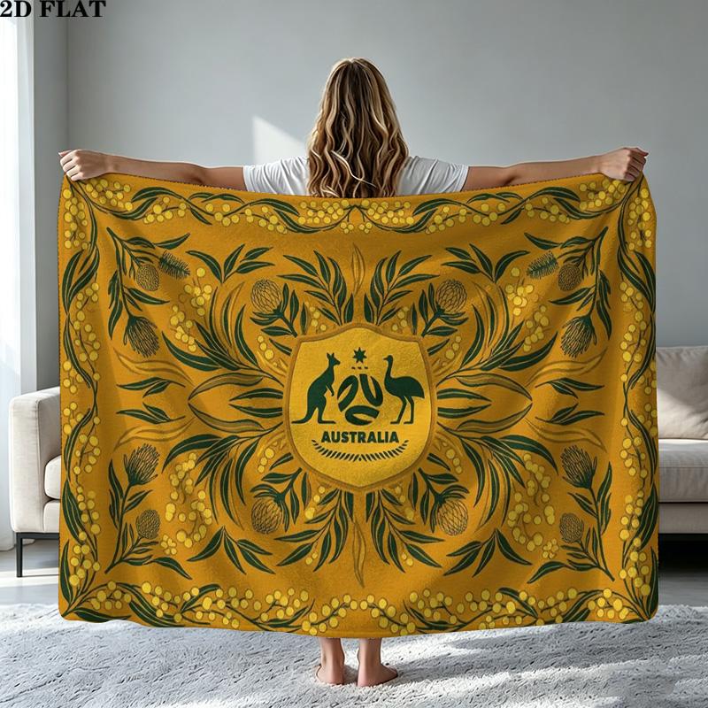 The Socceroos Australia Print Flannel Blanket High Quality Warm Comfortable Cover for All Seasons Perfect for Gifts Home Decor