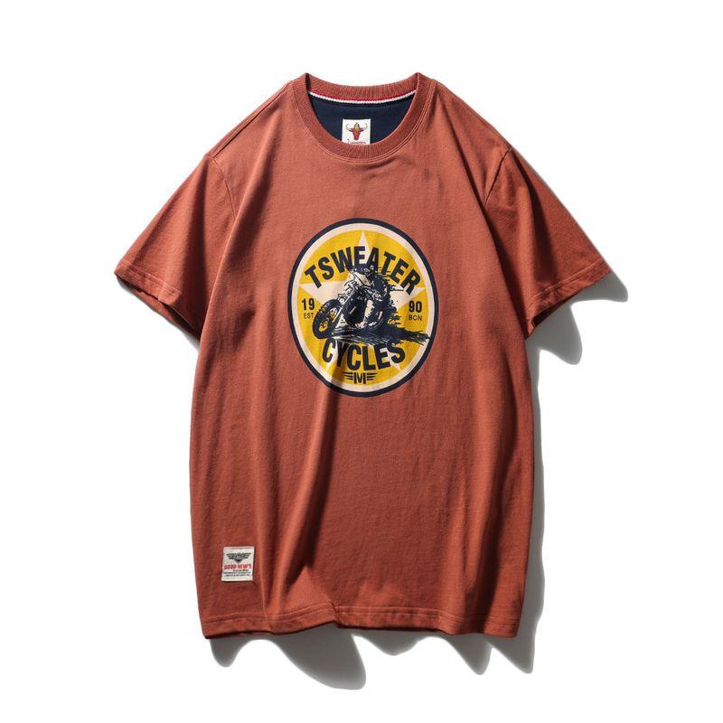 Export Export to Domestic Motorcycle Pure Cotton Short Sleeve T-Shirt Men Trendy American Retro Base Export Cotton T-shirt