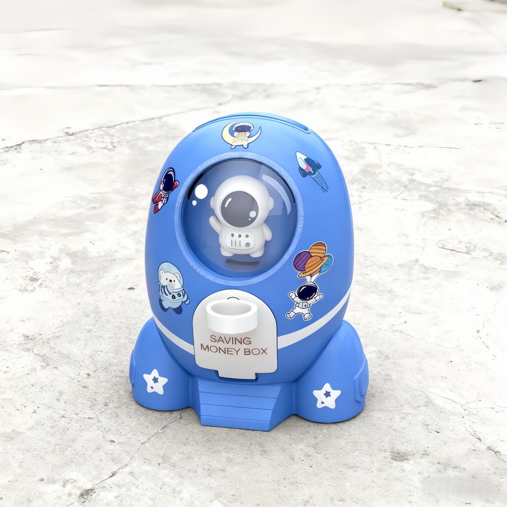 Rocket Cartoon Astronaut Piggy Bank Cartoon Sticker for Manual Coin Deposit Children's Piggy Bank Toy Children's Day Toy Gift