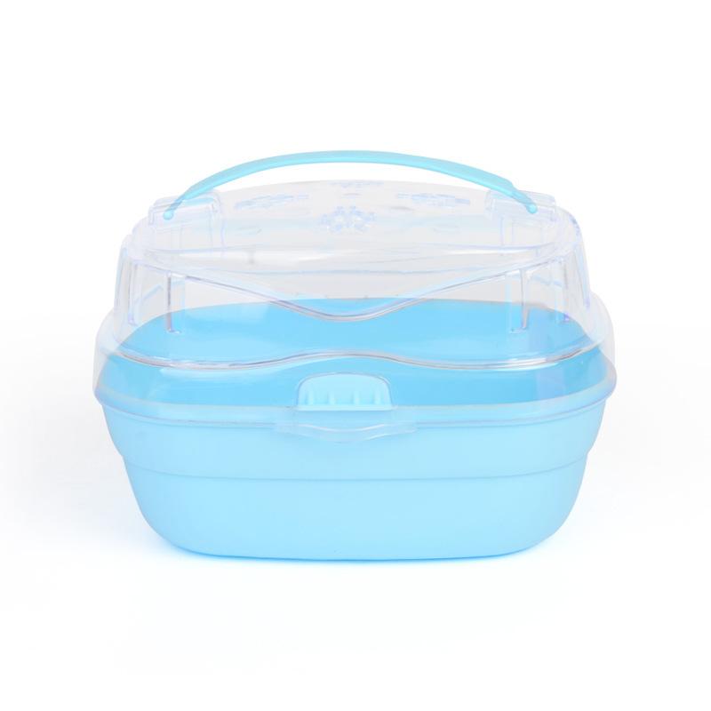 Portable Transparent Hamster Cage with Water Bottle Breathable Travel Carrier Suitable Small Pets Built-in Water Bottle Feeder