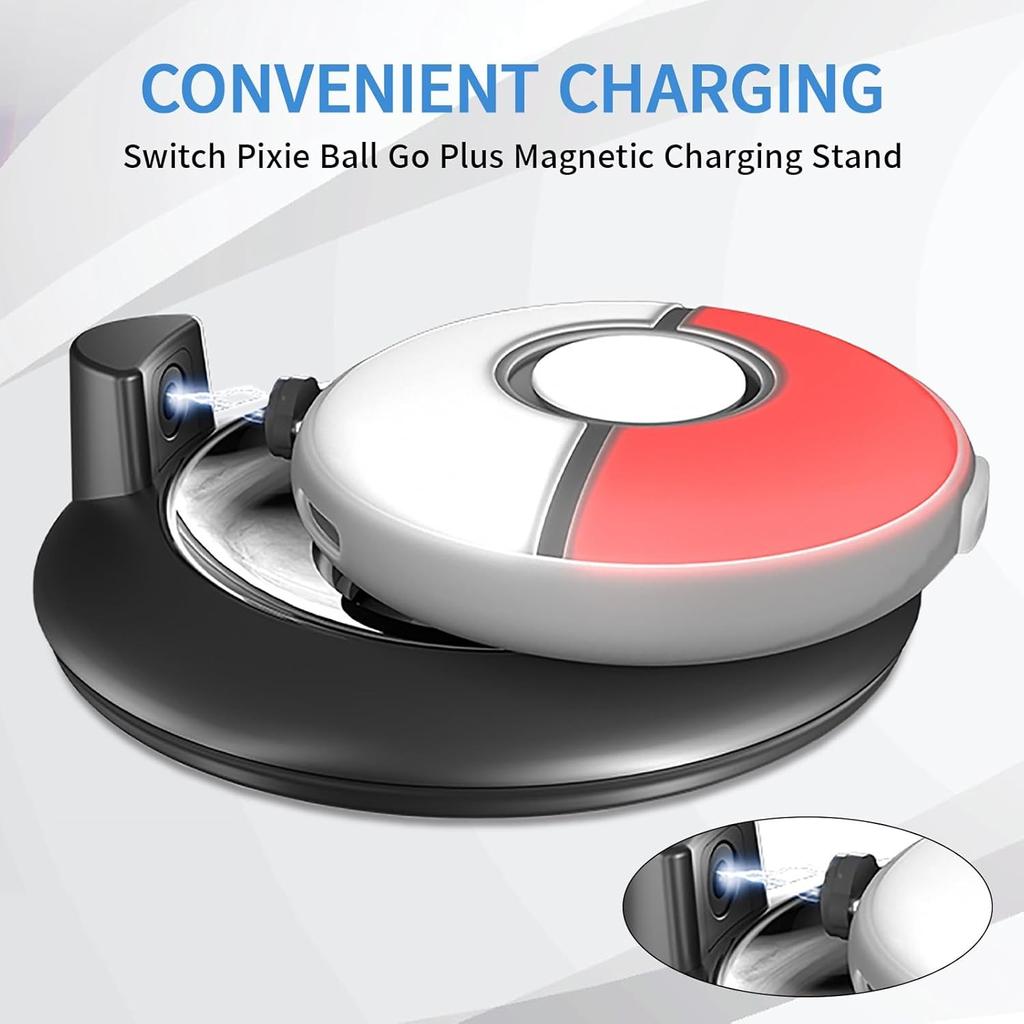 2 IN1 Magnetic Charging Stand and Silicone Protective Cover Pokémon GO Plus+ Charging Holder with USB Type-C Charger Cable and RGB Indicators
