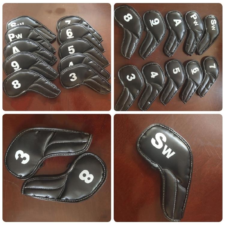 10Pcs Golfs Iron Head Cover with Big Number for Long Neck Golfs Club Head Thick Synthetic PU Leathers Golfs Head Cover