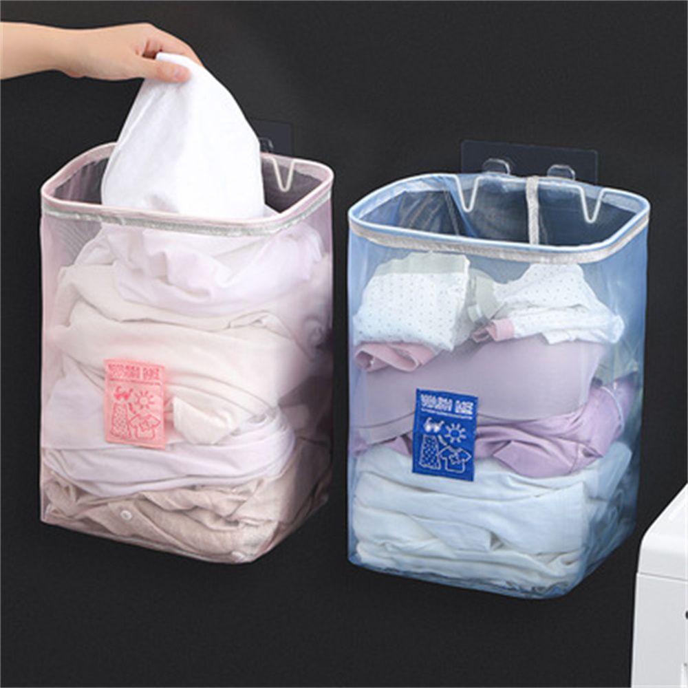 Mounted Mesh Organizer Bag Dirty Clothes Baskets Bathroom Storage Laundry Basket Clothing Bucket