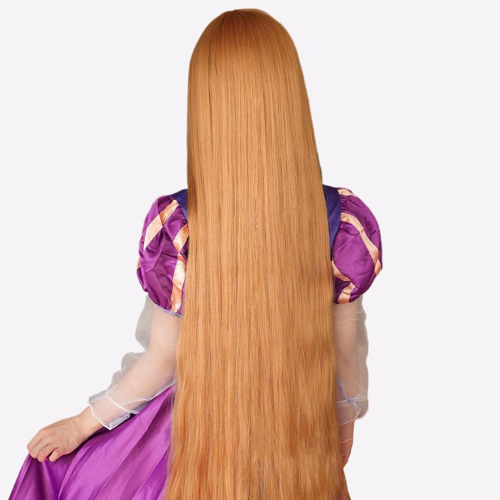 Парик для костюма Рапунцель, очень длинные светлые прямые волосы | Хэллоуин и косплей | Естественный вид | Легкая регулируемая шапочка (Идеально подходит для женщин)