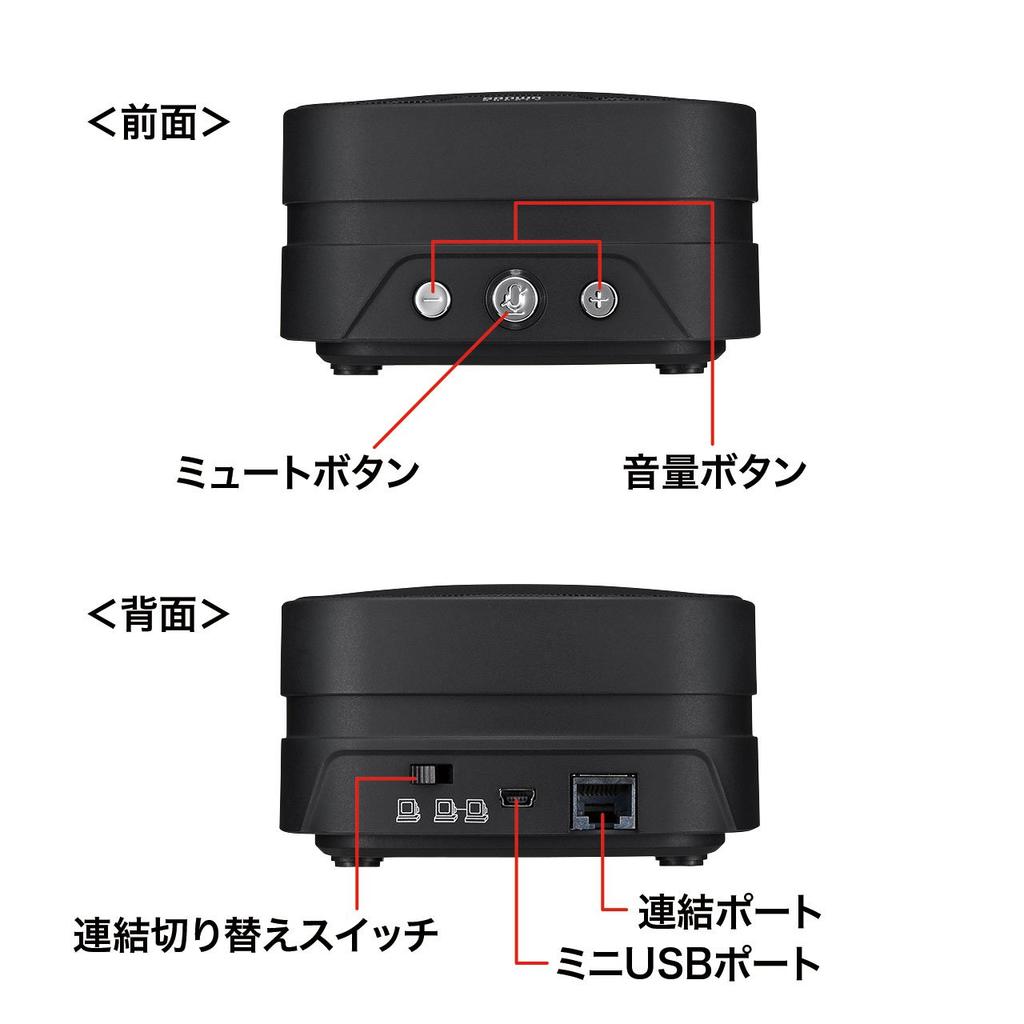 Sanwa Supply Web Conference Small Speakerphone Types That Can Be Microphone Wired USB Connection Compatible with Teams (2 Connected) Skype, Zoom,