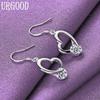 925 Sterling Silver AAA Zircon Heart Dropped Earrings Fashion Jewelry
