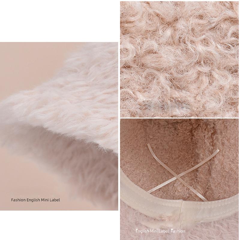 Зимняя плюшевая кепка для бассейна с мультяшным медведем, женская уличная теплая кепка в рыбацком стиле, шляпа-ведро