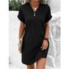 Comfortable Women Loose Waist V Neck Hoodie Mini Dress Short Skirt Button Up Solid Color Spring Summer Latest Fashion