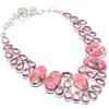 Родохрозит, Кунцит Ручная работа Ювелирное изделие из серебра 925 пробы Ожерелье 18" s2u72
