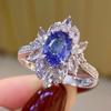 Кольцо Huitan Chic Blue Cubic Zirconie для дам на годовщину свадьбы, роскошные модные женские аксессуары, хороший подарок, новые ювелирные изделия