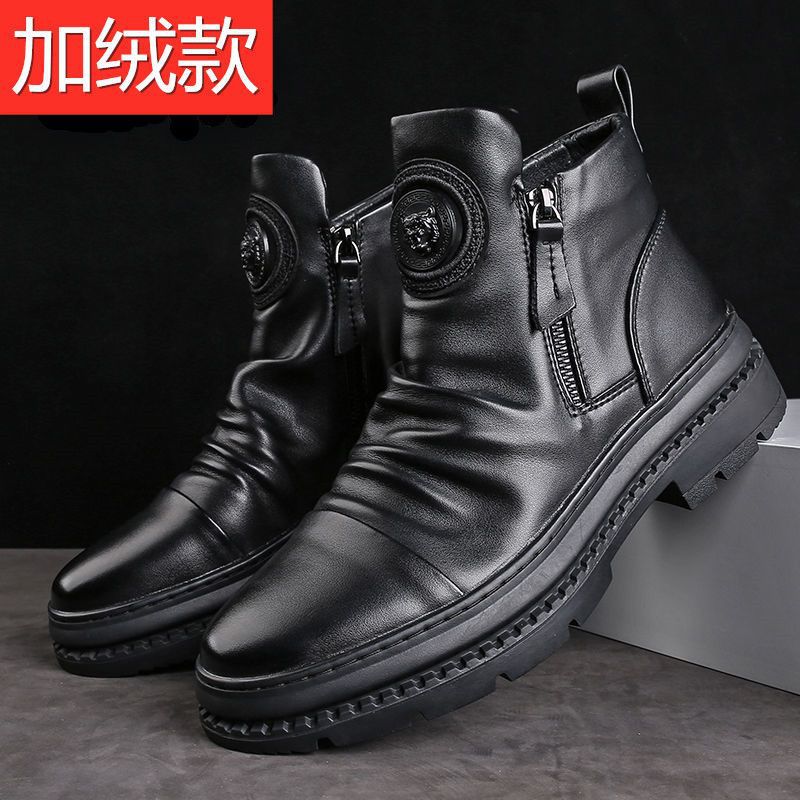 2025  autumn high top new men's shoes men's boots versatile zipper shoes Korean version short boots men's casual shoes