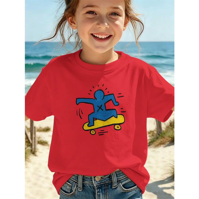 2026 New 3D Printed Girls' Crewneck T-Shirts with Various Patterns Soft and Comfortable