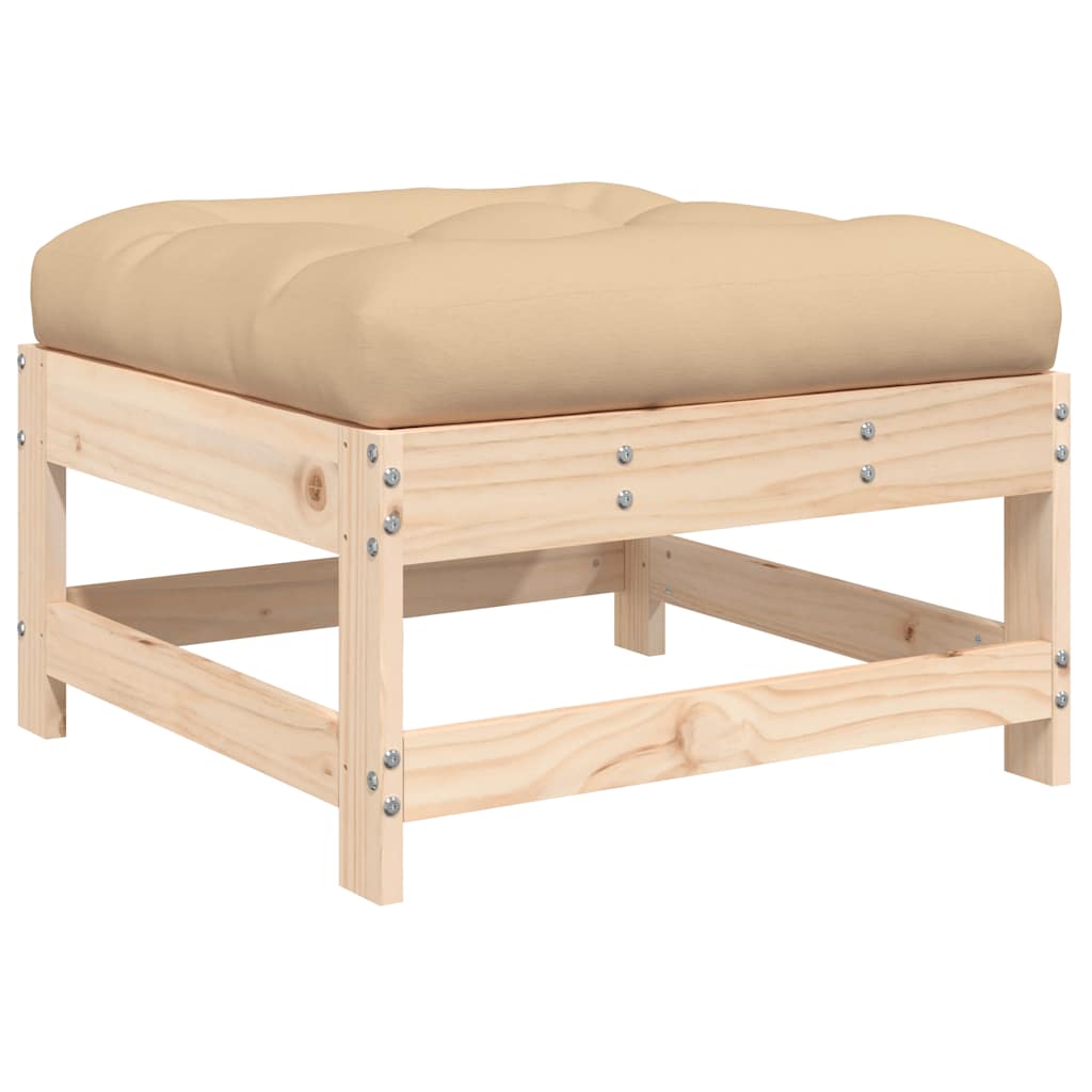 Garden Stool with Cushion Solid Pine Wood
