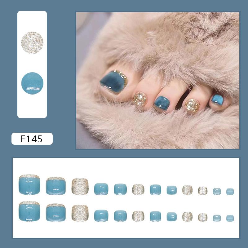 French cat's eye wearing nail removable toenail piece manicure piece toenail nail patch glitter nail piece 24 pieces