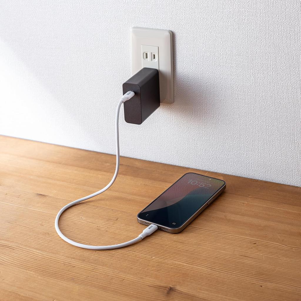 SANWA SUPPLY USB Silicone Cable 2.0 Type-C (PD240W, 0.5m, White) KU-CCPES05W