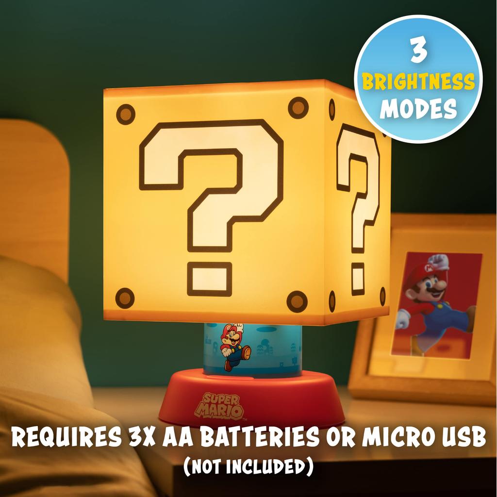 Лампа-икона Paladone Super Mario с 3 настройками яркости и автоматическим выключением для игр Nintendo, тематическое украшение на прикроватную тумбочку для детей