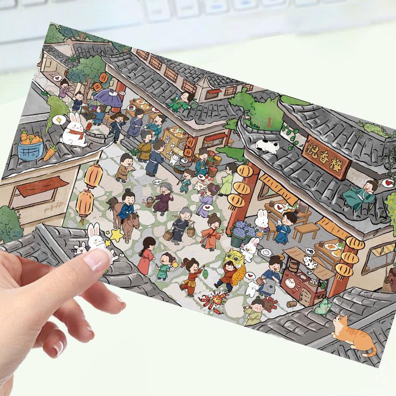 Cartoon Landscape Stickers Multiple Miniature World 3D Hut Unzip DIY Scene Manual Post