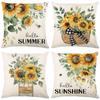 Sunflower Print Pillow Cover Summer Plant Flower Living Room Sofa Cushion Cover Pillow Cover