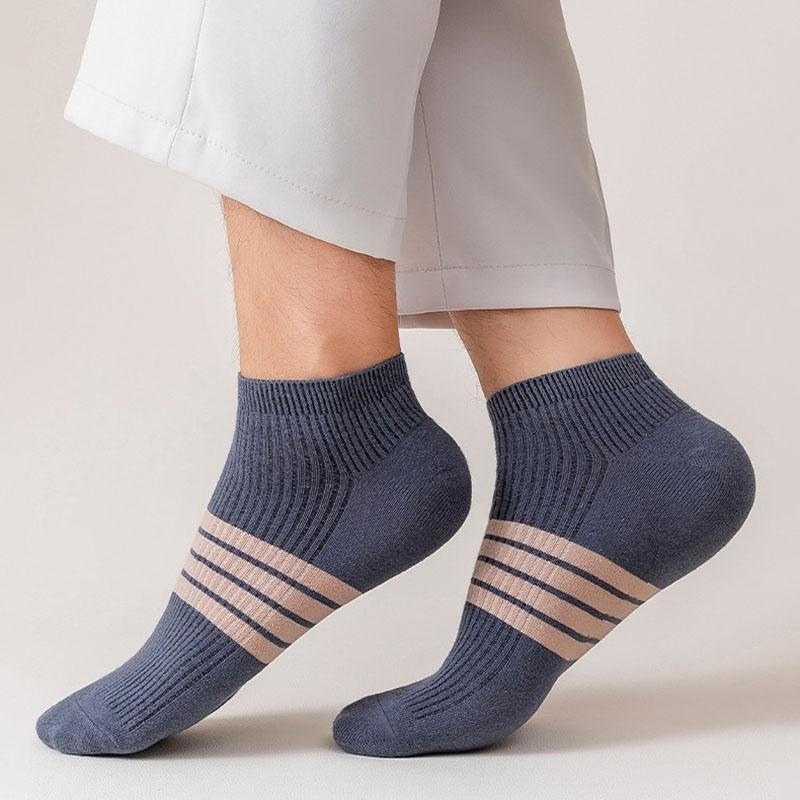 5 пар разноцветных мужских носков до щиколотки с полосками, персонализированные, стильные, простые и впитывающие пот