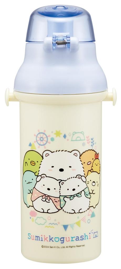 Skater Пластиковая бутылка для воды 480 мл, одно нажатие, антибактериальная, для детей, легкая, антибактериальная обработка, сделано в Японии, Sumikko Gurashi Shirokuma