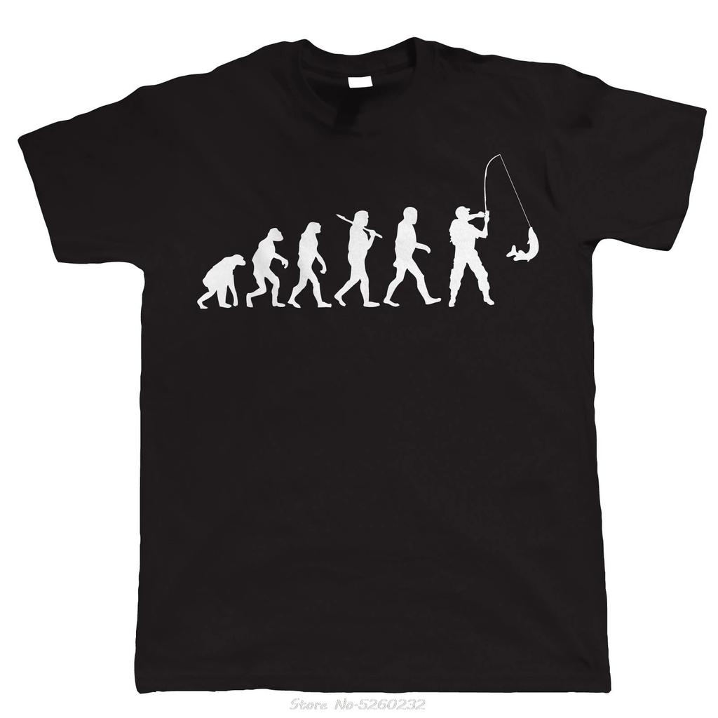 Evolution Fishinger, Funny Unisexs T Shirt - Birthday Gift Dad Unisex Short Sleeve O-neck Cotton T Shirt Streetwear Tees Tops
