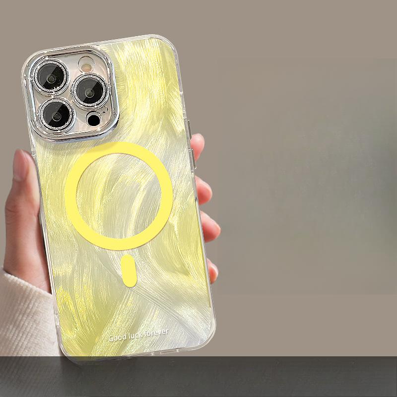Чехол для мобильного телефона Smudge Pear Bracket, подходит для Apple 16, магнитный, из пряжи, 13 тонких отверстий, противоударный, 15 нишевый, 14 защитный чехол