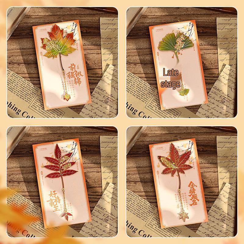 Изысканная металлическая закладка в стиле ретро с листом гинкго - Идеальный культурный подарок для студентов