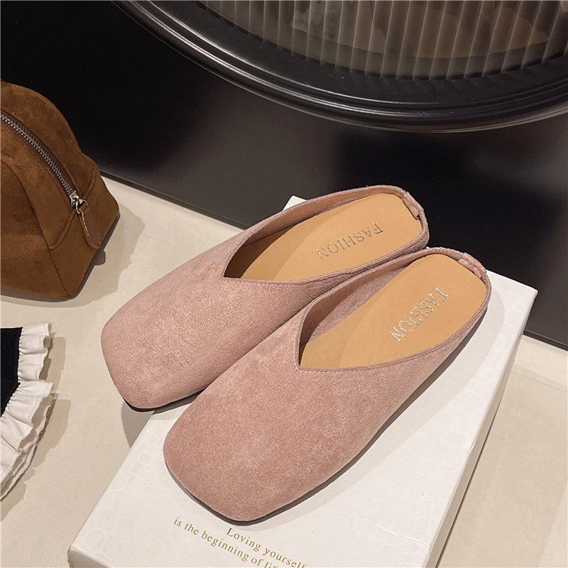 Тапочки Baotou, женская верхняя одежда 2025 года, осень-зима, новая нишевая обувь с квадратной головкой, бархатная, повседневная, универсальная, с мягкой подошвой, обувь Muller