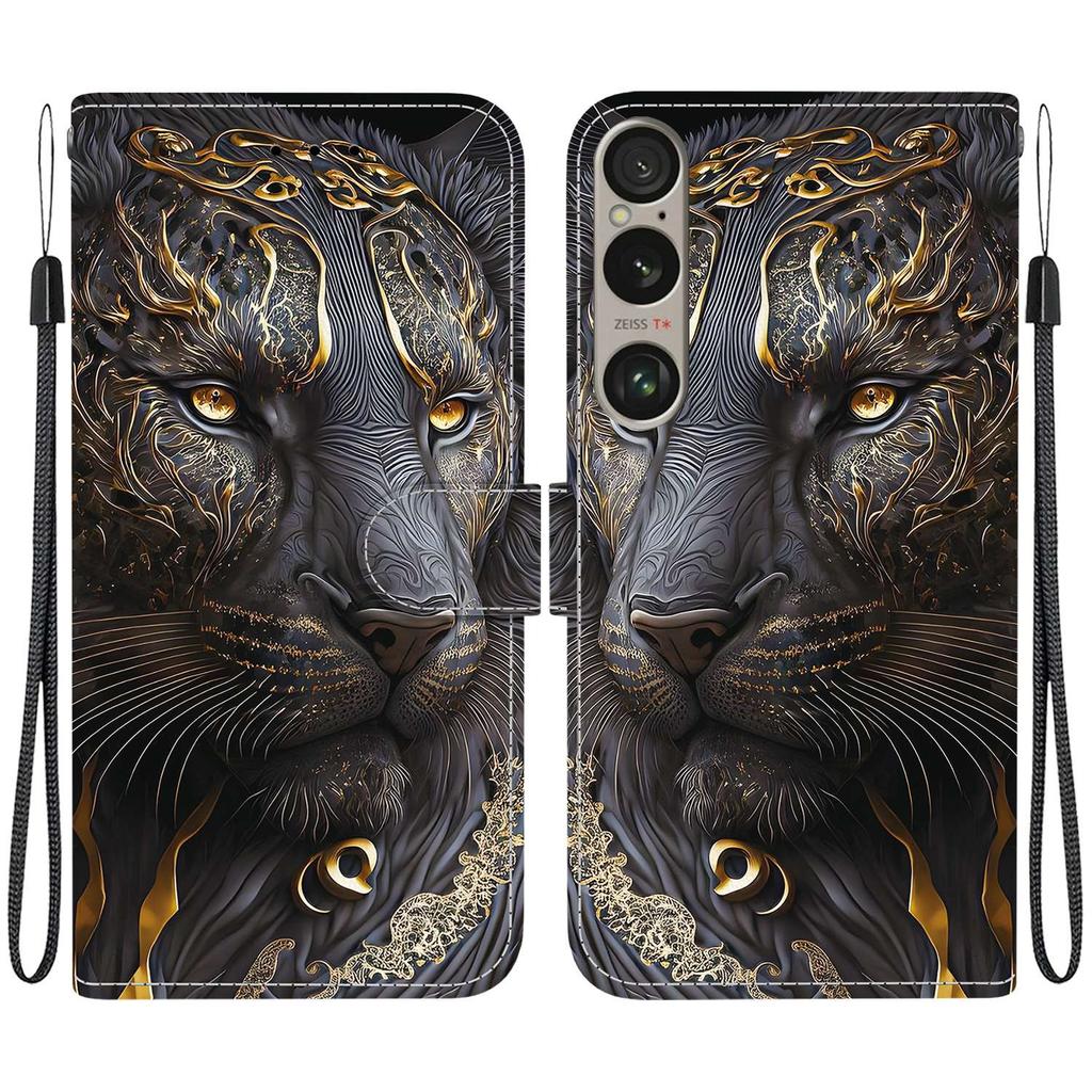 Чехол-книжка из искусственной кожи ручной работы для Sony Xperia 1 VI, противоскользящая противоударная крышка с ремешком на запястье и дизайном в виде сердечка/розы/кошки