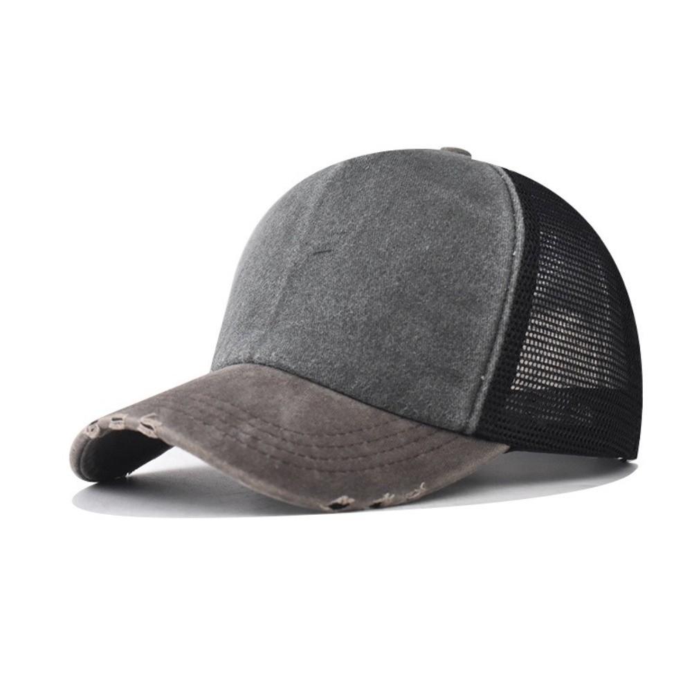 Breathable Mesh Sun Hat Color-blocked Snapback Hat Summer Baseball Cap